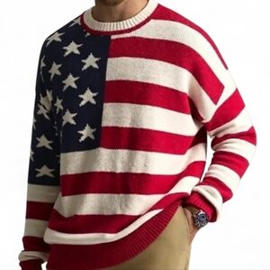 VINTAGE Red, White, and Blue Crewneck Sweater